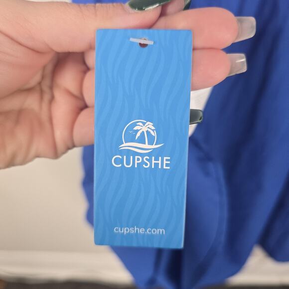 Cupshe Dress Womens XL Blue Sleeveless Cutout Waist Maxi Pockets Stretchy Summer - Picture 8 of 11